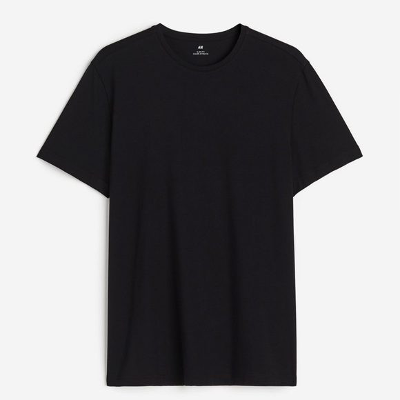 NWT H&M Black Slim Fit Round-necked T-Shirt (S) - Picture 1 of 3